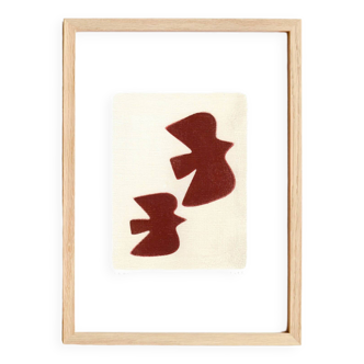 Birds illustration - dark terracotta - signed eawy