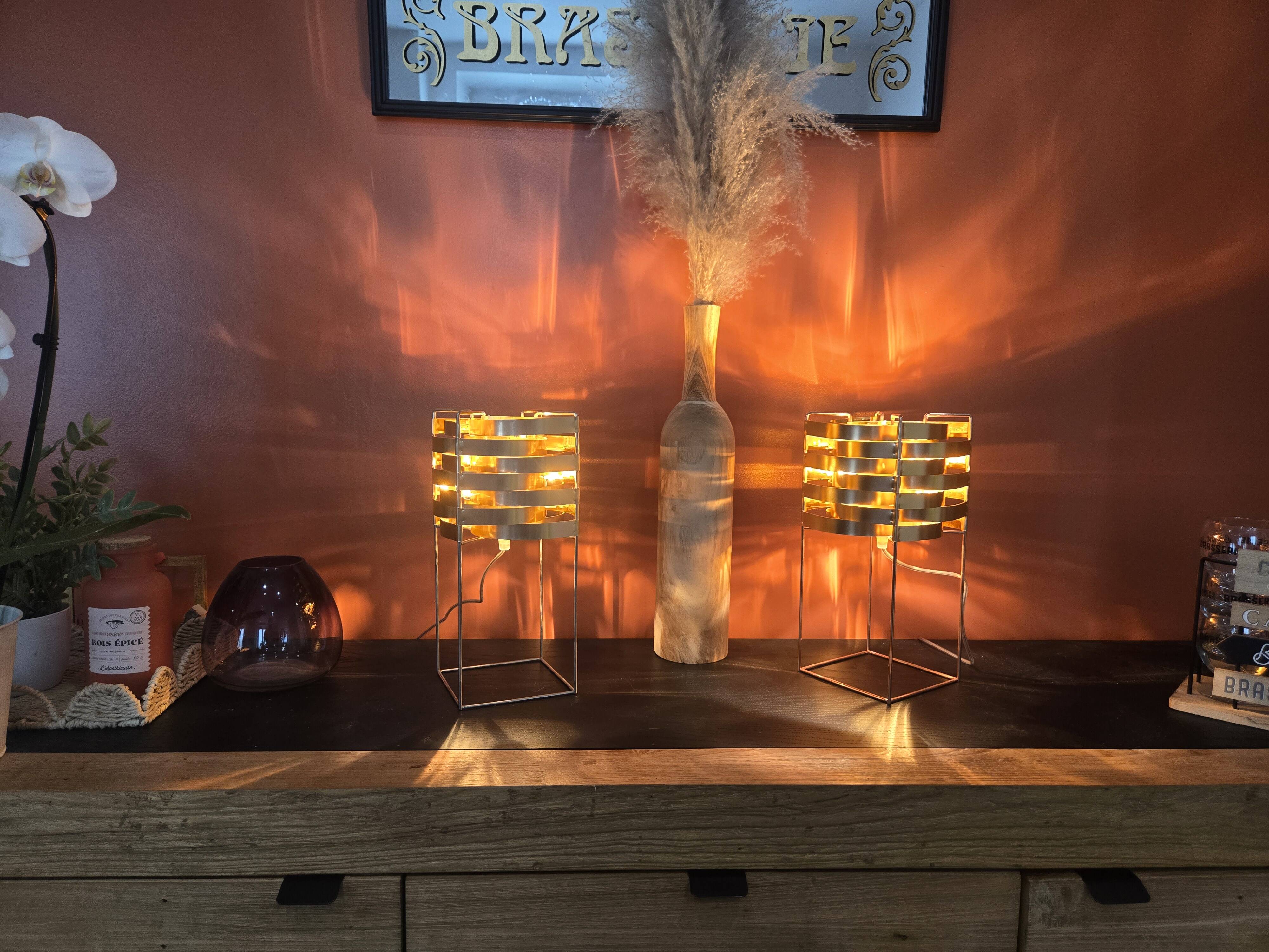 Pair of lamps max sauzé – ekilux – vintage design metal brass