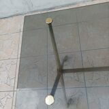 Vintage serving tray in brass and smoked glass 1960