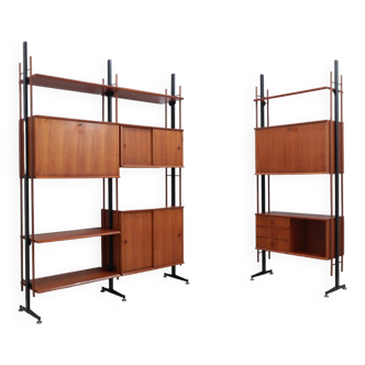 Mid century modular blonde teak bookcase 1960s