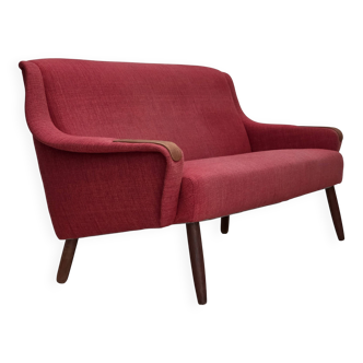 1970s, Danish 2-seater sofa, furniture fabric, teak wood.