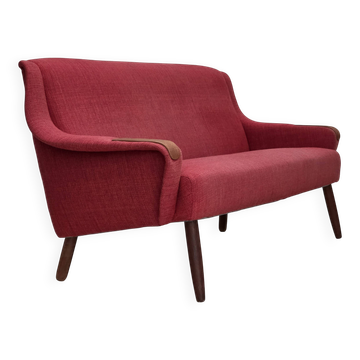 1970s, Danish 2-seater sofa, furniture fabric, teak wood.