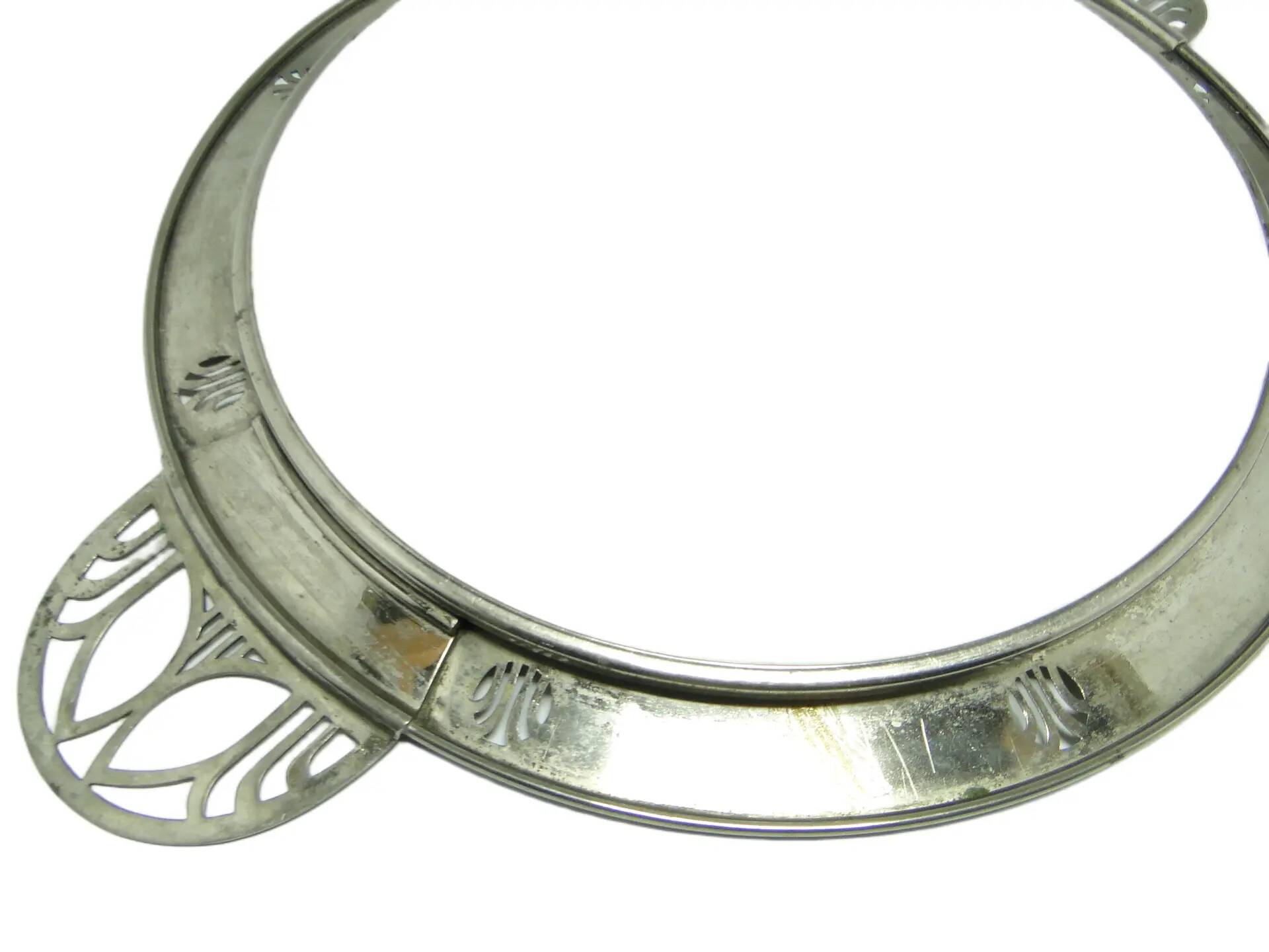 Art Nouveau tray, silver-plated brass, white porcelain, Austria, early 20th century