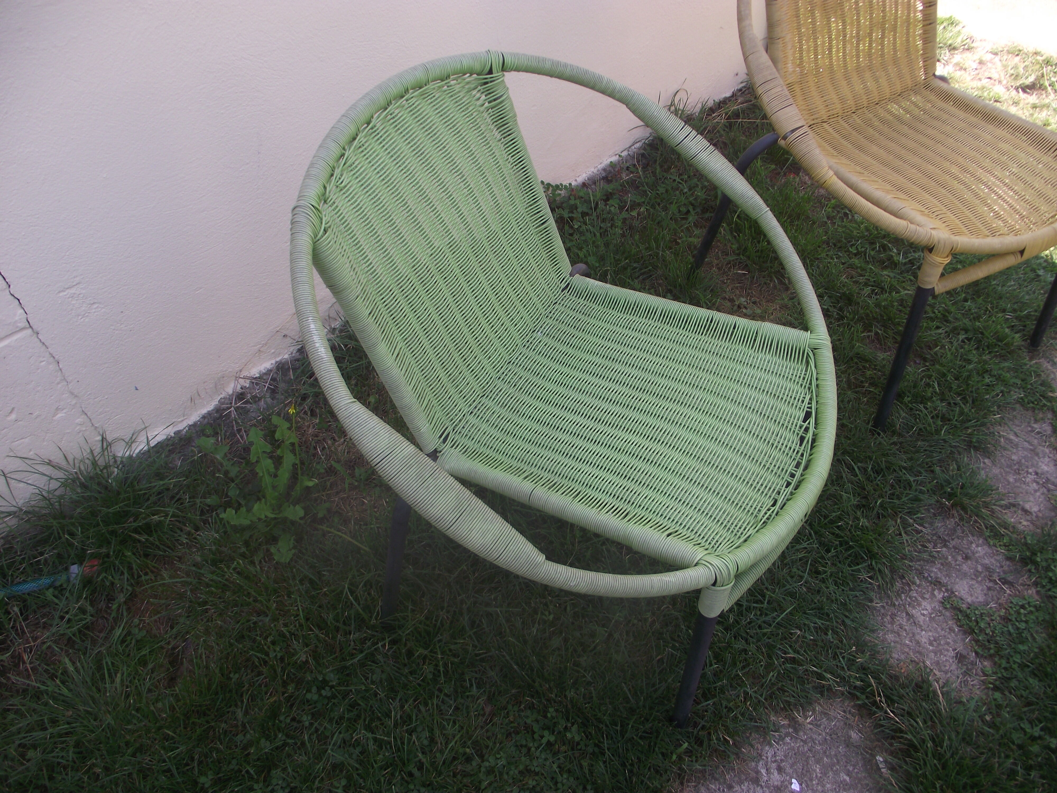 Pair of scoubidou armchairs from the 60s
