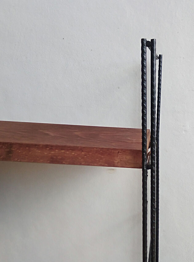 Metal and wood wall shelves in the taste of String - 1960s