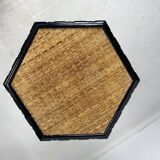 Coastal palm regency rattan bamboo side table or dining table base, France, 1970s