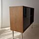 Walnut display cabinet from the 60s with smoked glass