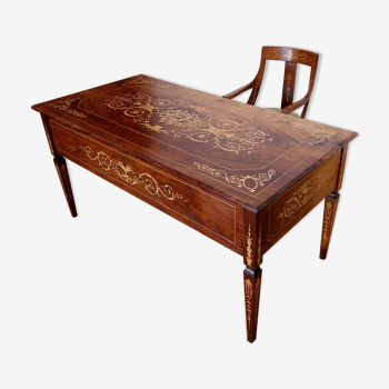 Louis XVI style italian bank desk and bench, 1920s