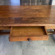 Rustic farmhouse antique coffee table made of solid oak with 1 drawer 50.