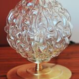 Table lamp, textured transparent glass ball globe with relief pattern