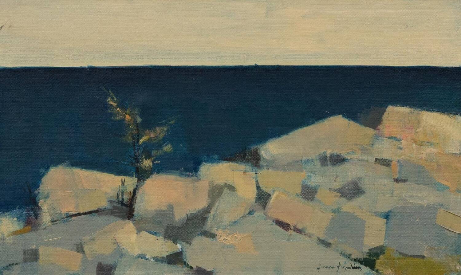 Huile sur toile suédoise – « Paysage côtier » par Arne Aspelin