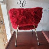 Small Pelfran children's chair in red fur, 1960-1970