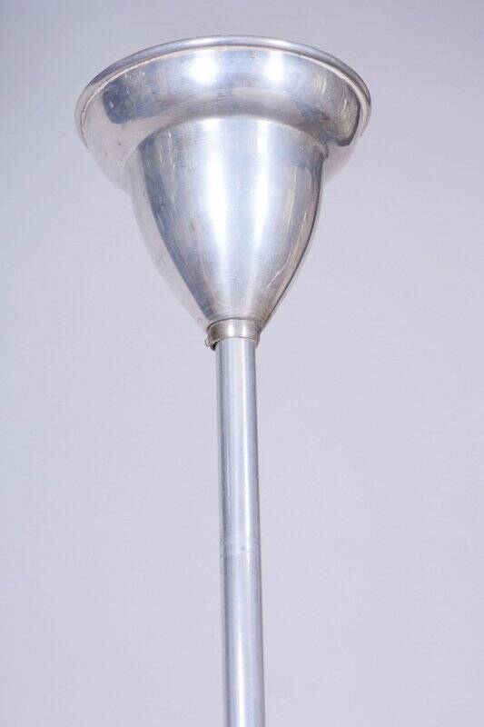Art Deco Chandelier in Aluminium and Marbled Glass, Czech, 1940s