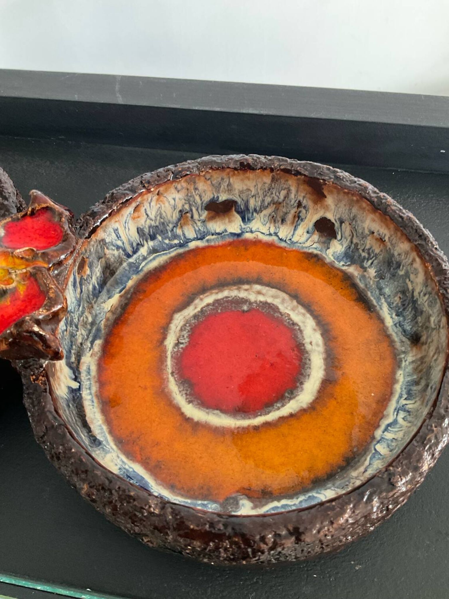 Vintage 1970s glazed ceramic trinket tray