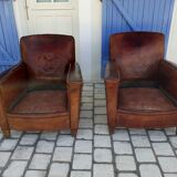 Pair of leather club chairs 30/40s