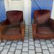 Pair of leather club chairs 30/40s