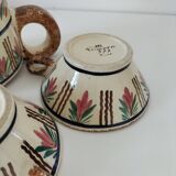 HB Quimper Teapot, Cups and Ramekin Set