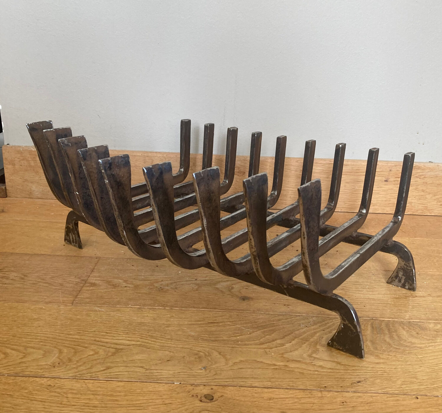 Large 19th century wrought iron log rack