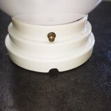 Plafonnier applique ancien globe opaline blanc socle procelaine Art déco Ø 15 cm