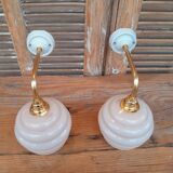 Blown glass swan neck wall lights