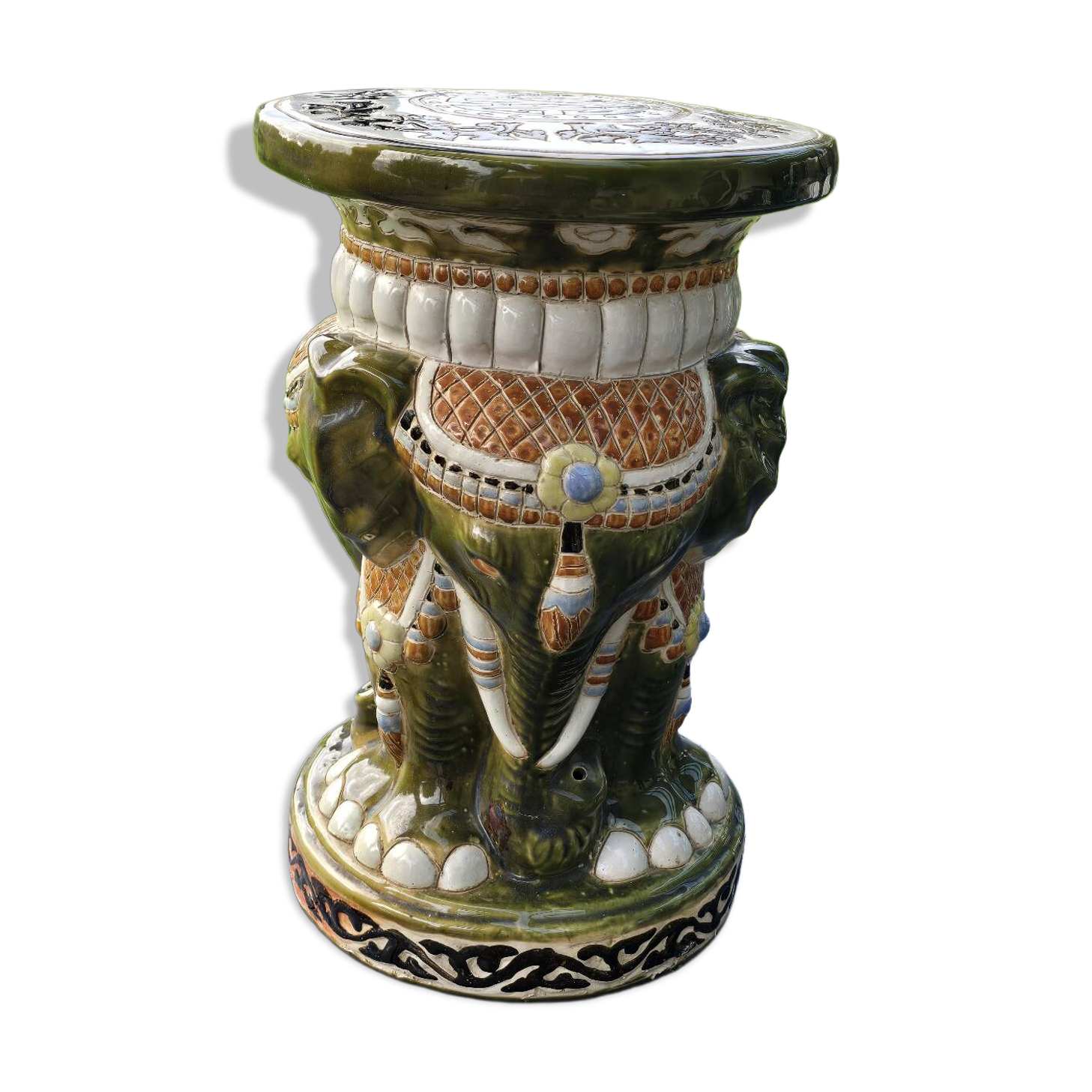 Table d'appoint éléphant en céramique