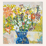 Spring flowers, oil on plate, 57 x 61 cm