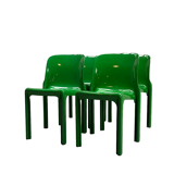 Set of 4 green stackable chairs 'Selene', Vico Magistretti, Artemide, 1960s
