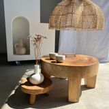 Quadripod coffee table in solid wood monoxyl natural color (dark)