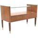Vintage walnut nightstand with a glass top and brass details, Italy