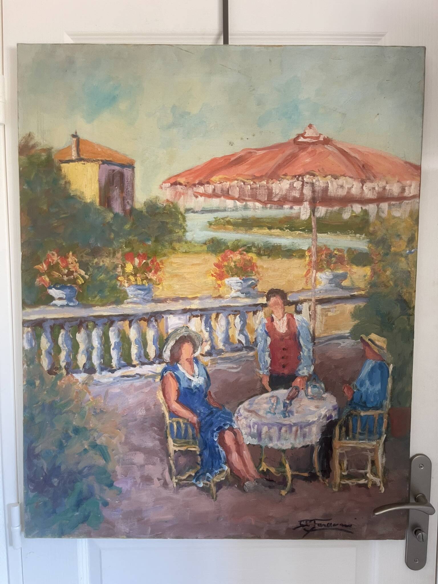 Ancient painting oil canvas pharaohs italy provence sun family