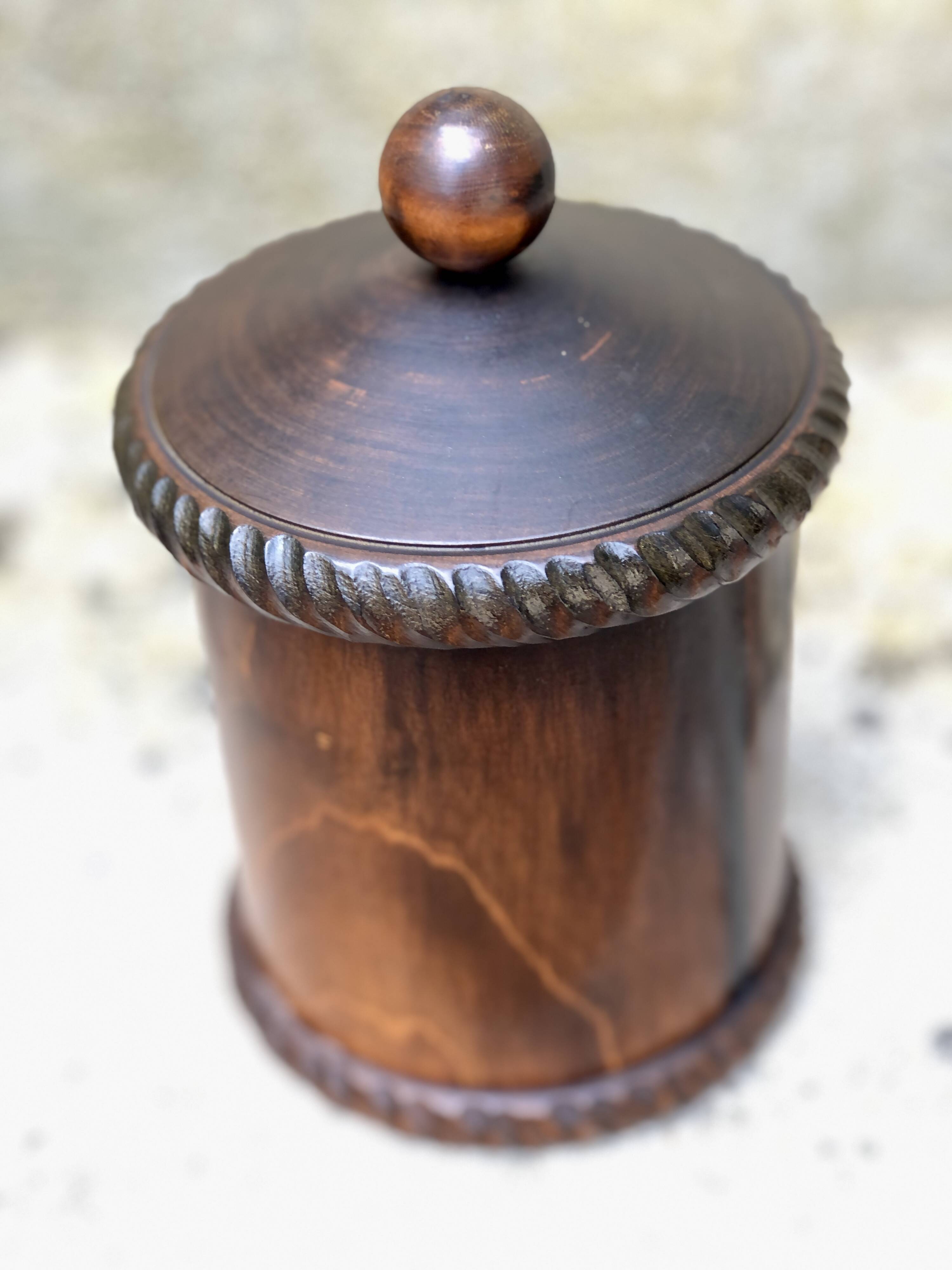wooden storage box or jar