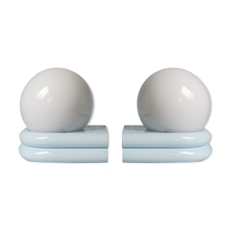 Pair of vintage opaline globe appliques