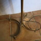 Lampadaire guéridon en laiton doré et bois en tecks design 70