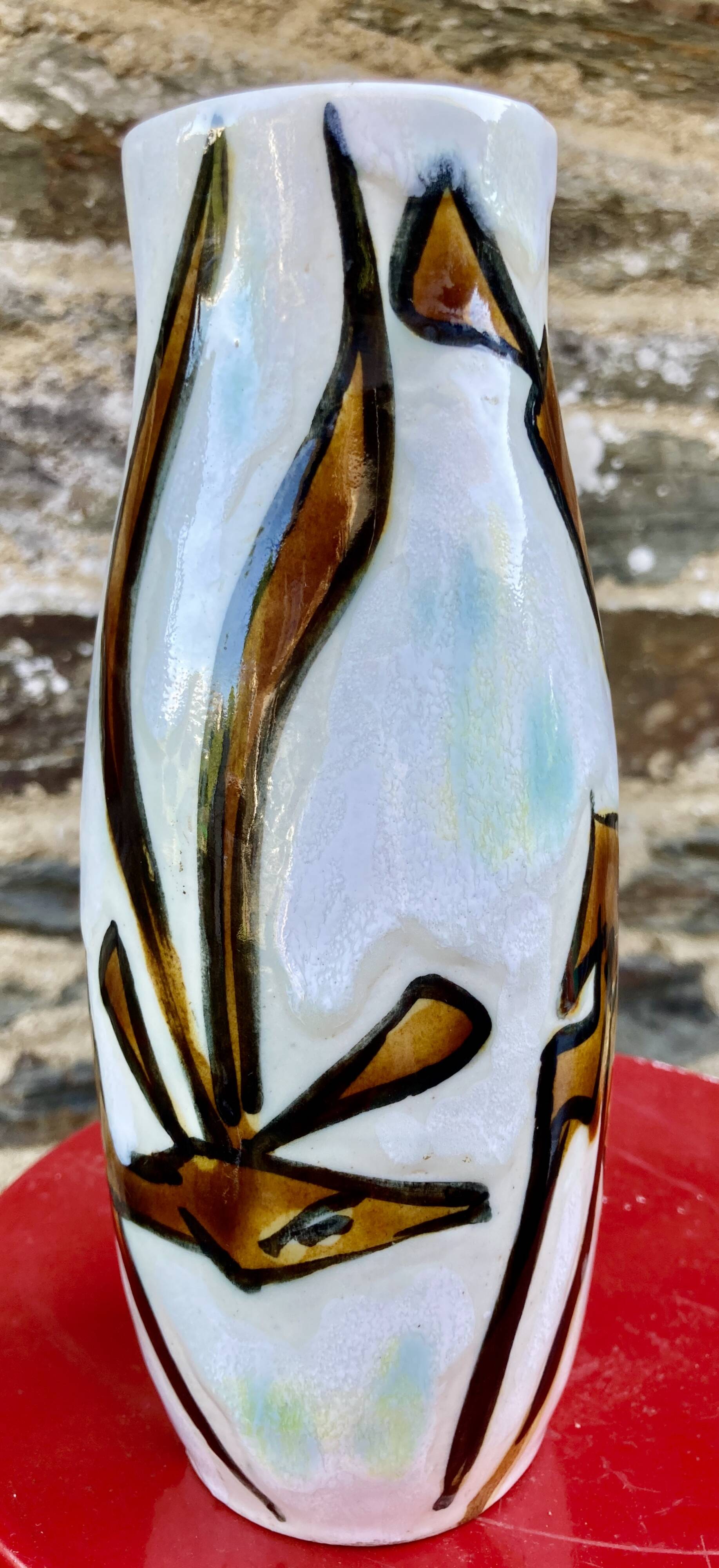 Vase céramique décor de faon signé Jacques Marie pièce unique