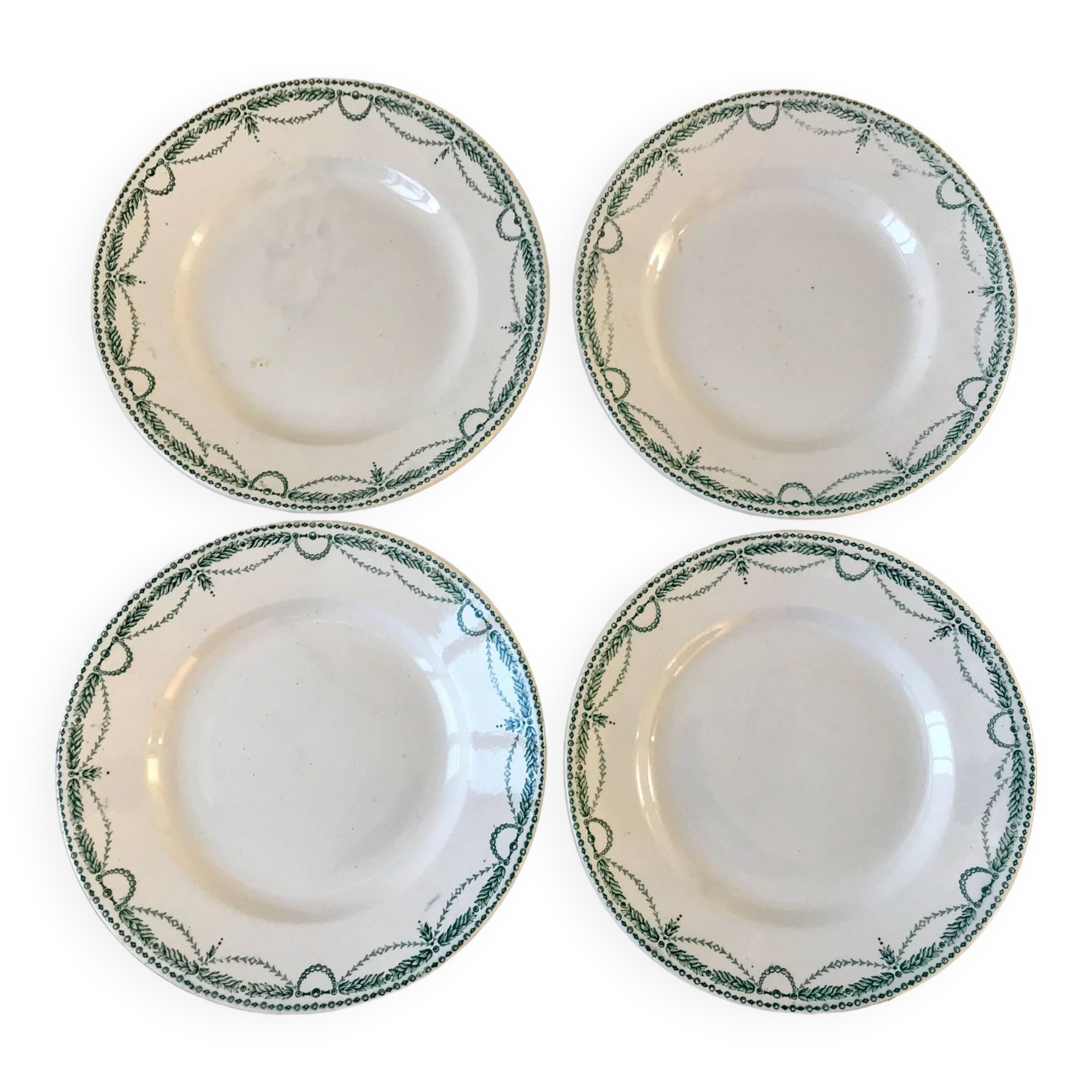 set of 4 flat plates in Terre de Fer Saint Amand model René 19th century