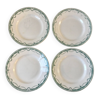 set of 4 flat plates in Terre de Fer Saint Amand model René 19th century