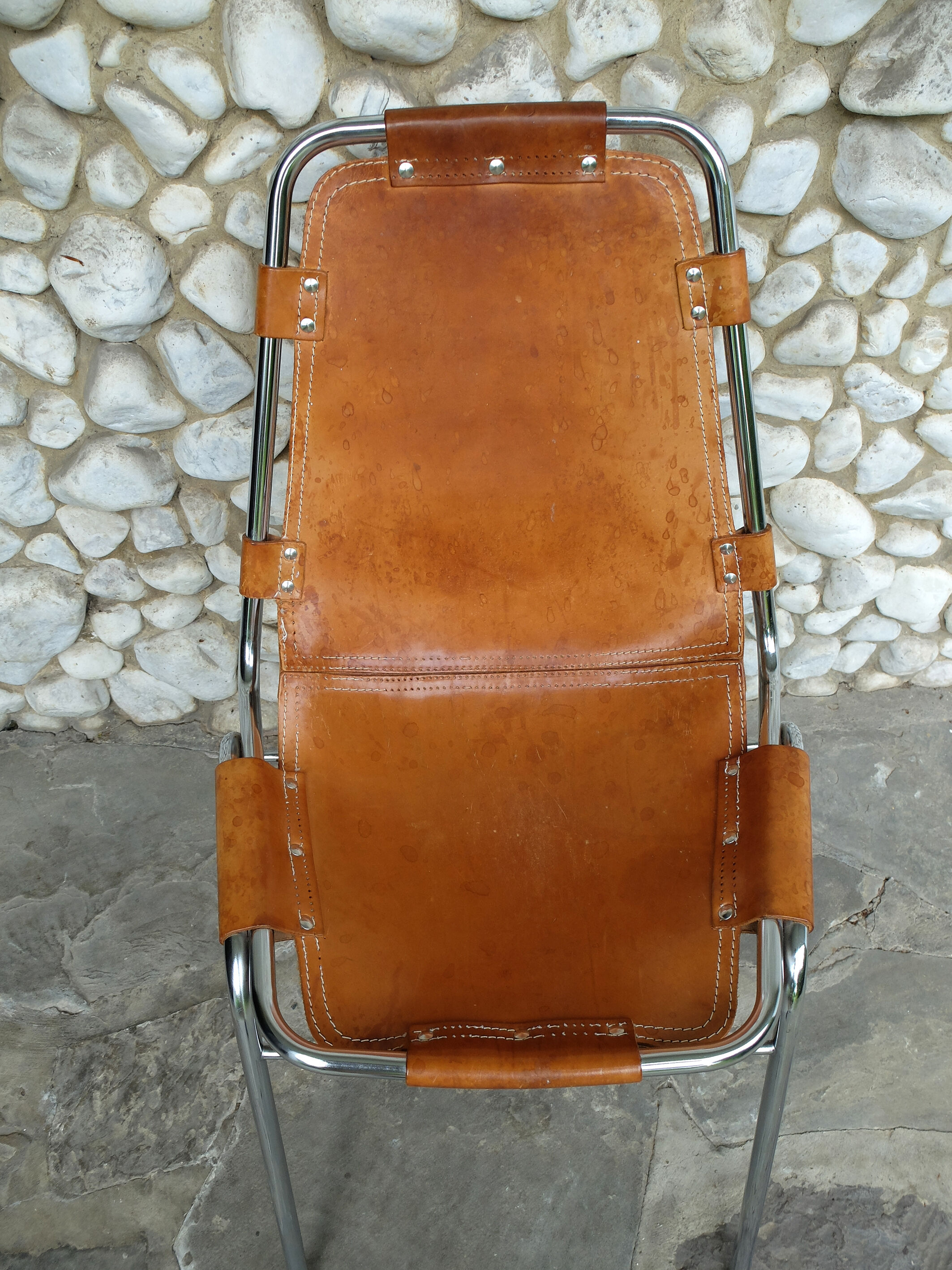 Chaise vintage Les Arcs en cuir, éditée par Dal Vera