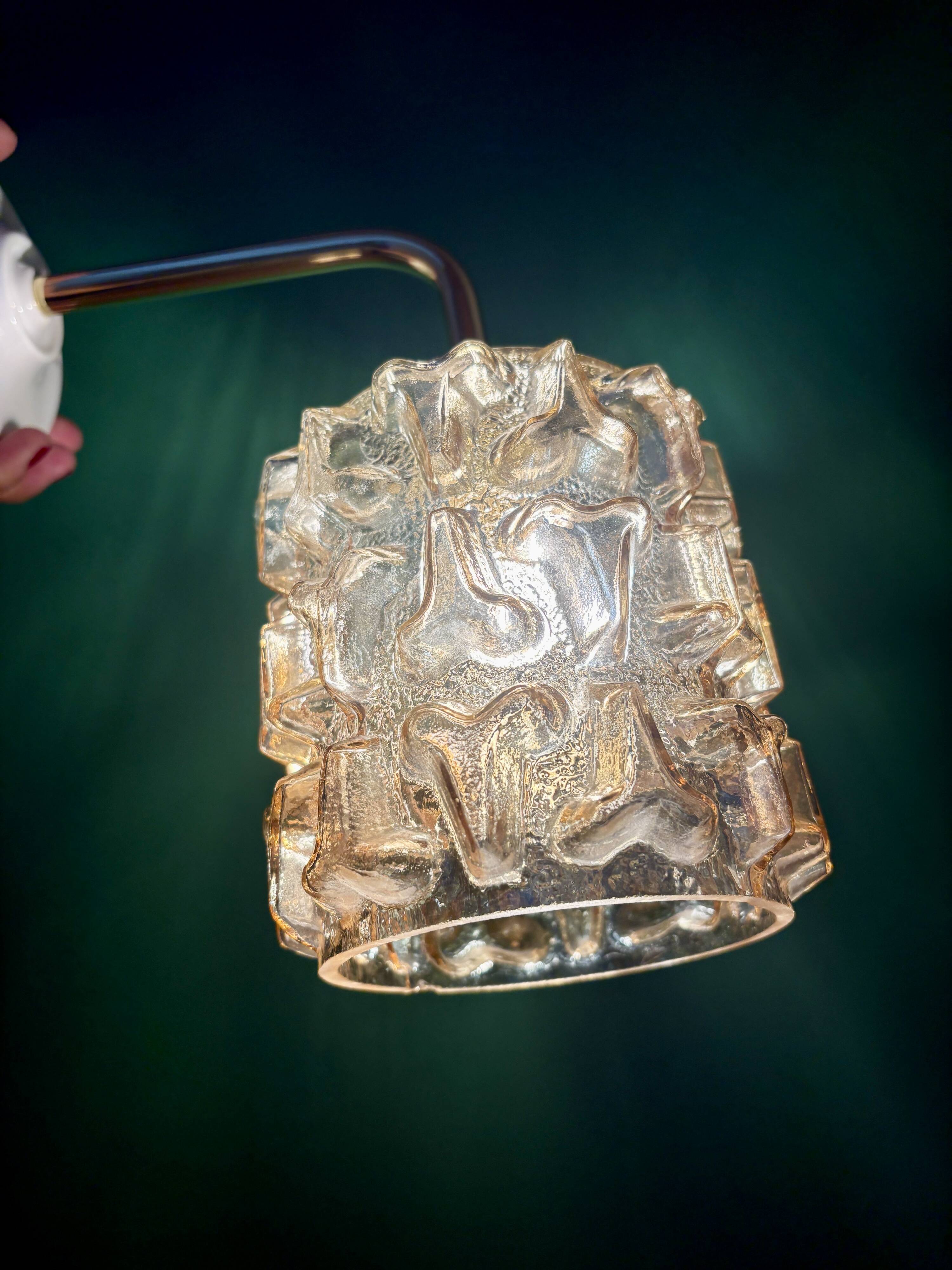 Vintage amber glass globe wall light