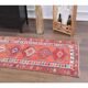 Vintage Turkish Oushak handmade wool cotton orange runner rug 83x336