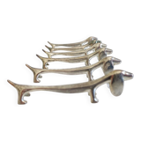 Vintage Knife Rests, Set of Six Silver Plated Dachshund Dogs, Italy, 20th-C
