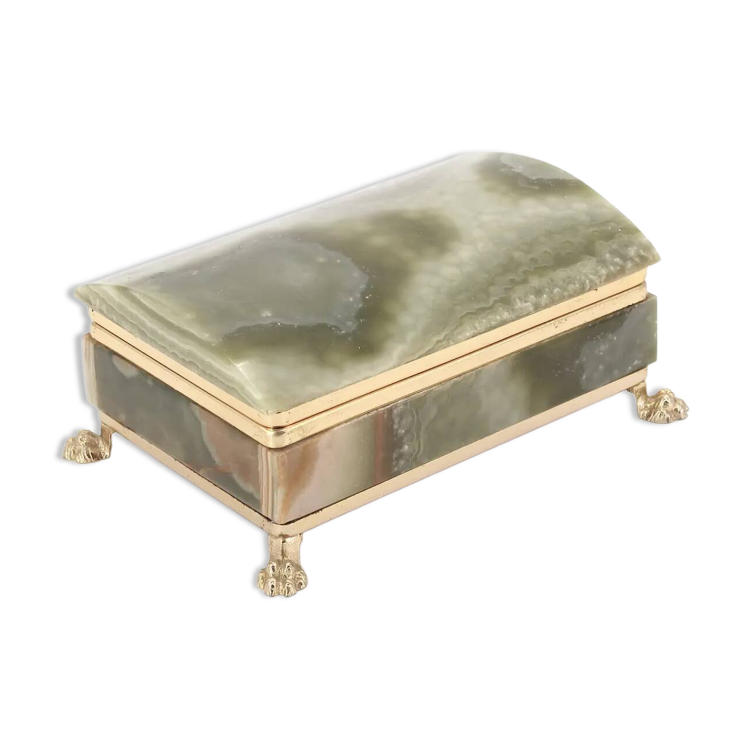 Italian onyx and gold metal catchall, 1970s.