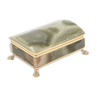 Italian onyx and gold metal catchall, 1970s.