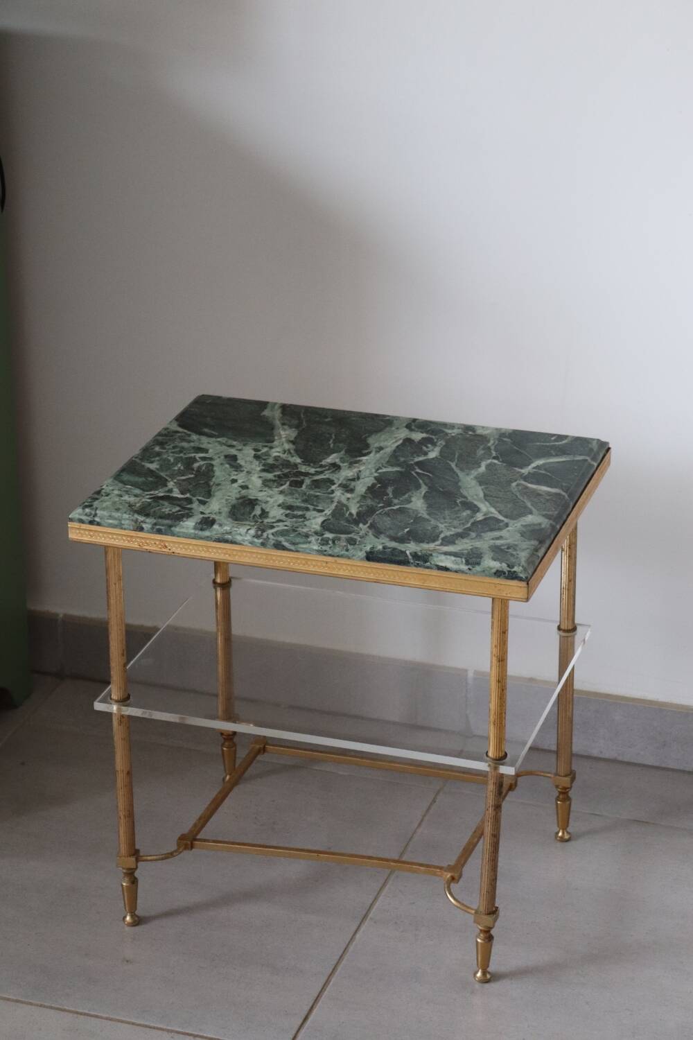 Vintage Green Marble Side Table