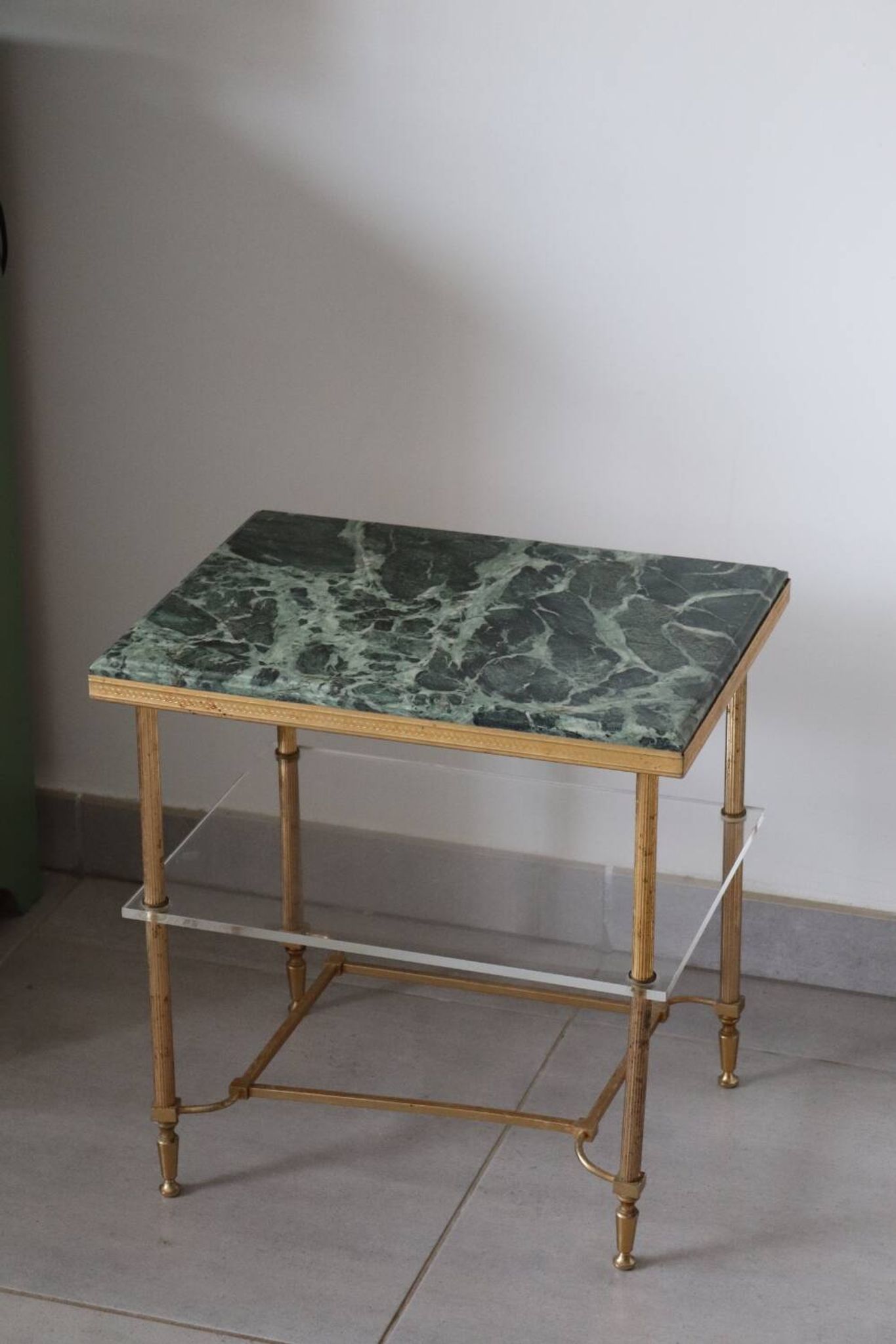 Table d'appoint en marbre vert vintage
