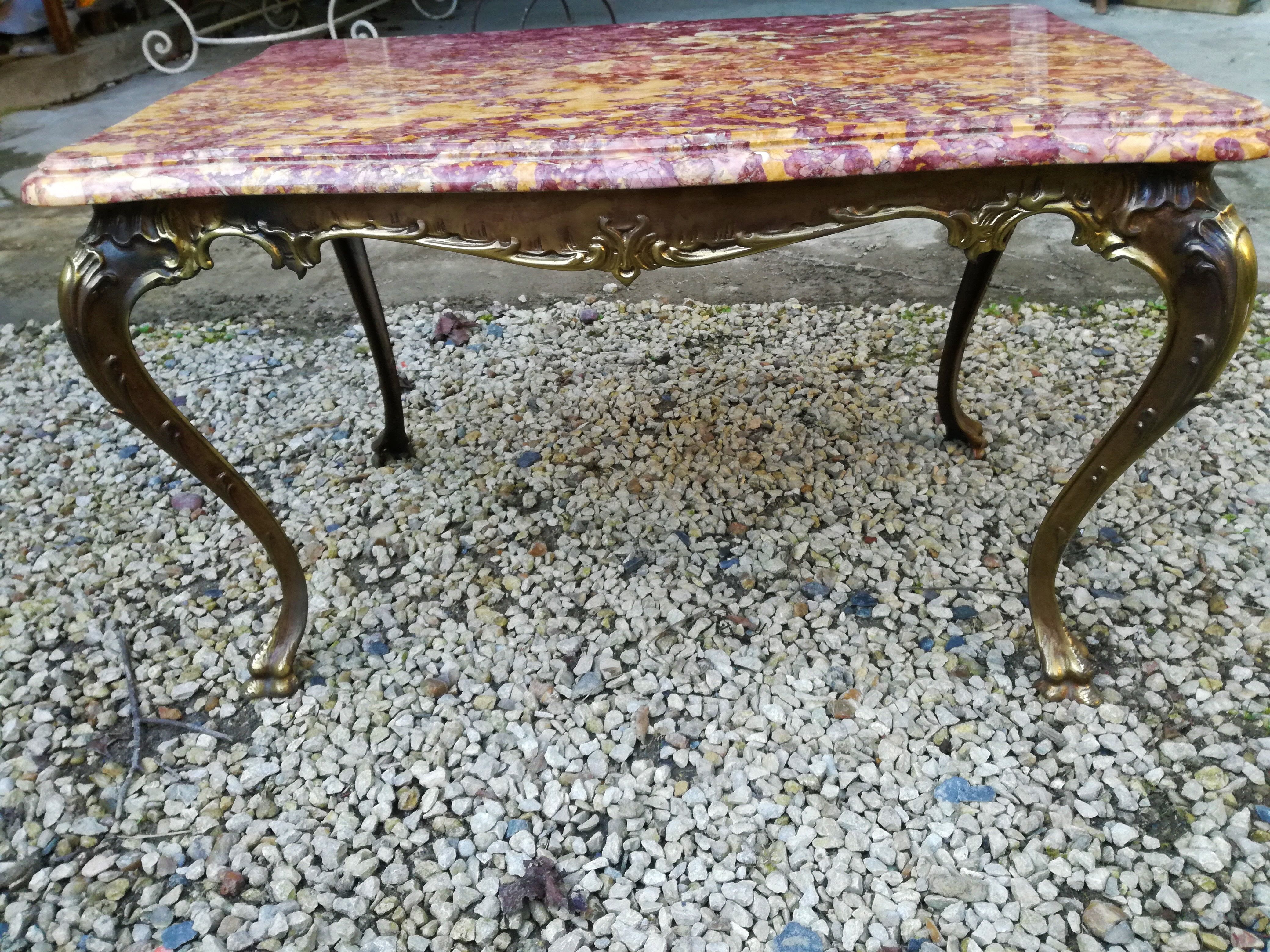 Coffee table Louis XV pink marble