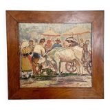 French Artist, Expressionist Scene, Oil Painting, 1941, Framed