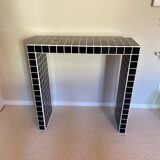 Console tile black mosaic and white joint