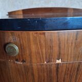Black marble and burl walnut bedside table