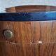Black marble and burl walnut bedside table