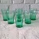 7 Retro emerald green glasses, 20 cl each, France, vintage 1970s